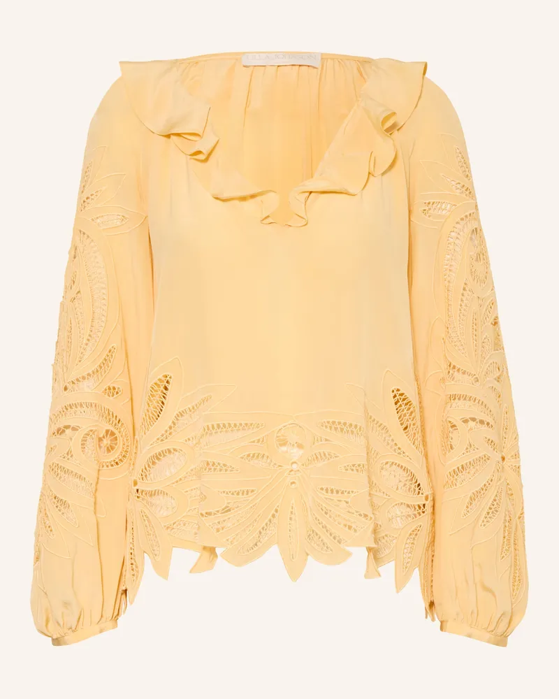 Ulla Johnson Blusenshirt Adonis Aus Seide Mit Lochspitze gelb Gelb