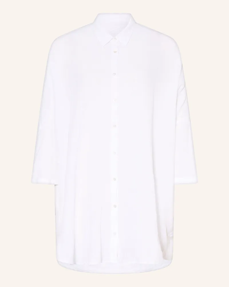 120% Lino Hemdbluse aus Leinen mit 3/4-Arm Weiss