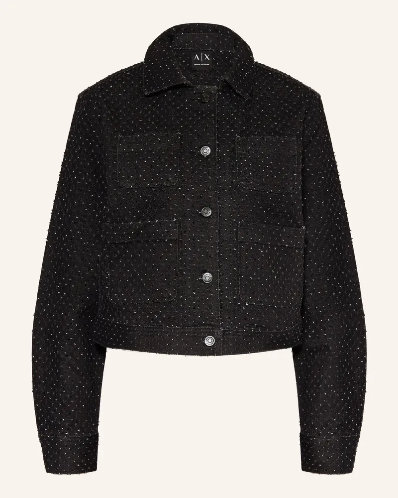 Armani Exchange Jeansjacke mit Schmucksteinen Schwarz