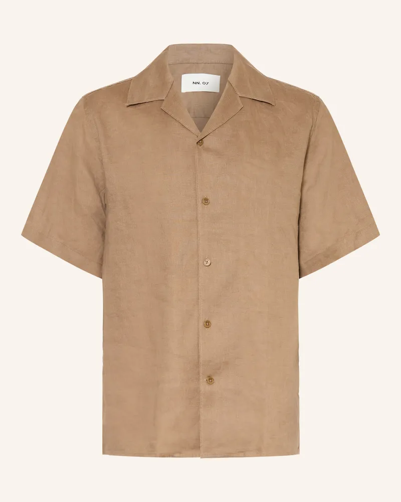 NN 07 Resorthemd Julio Comfort Fit Aus Leinen braun Camel