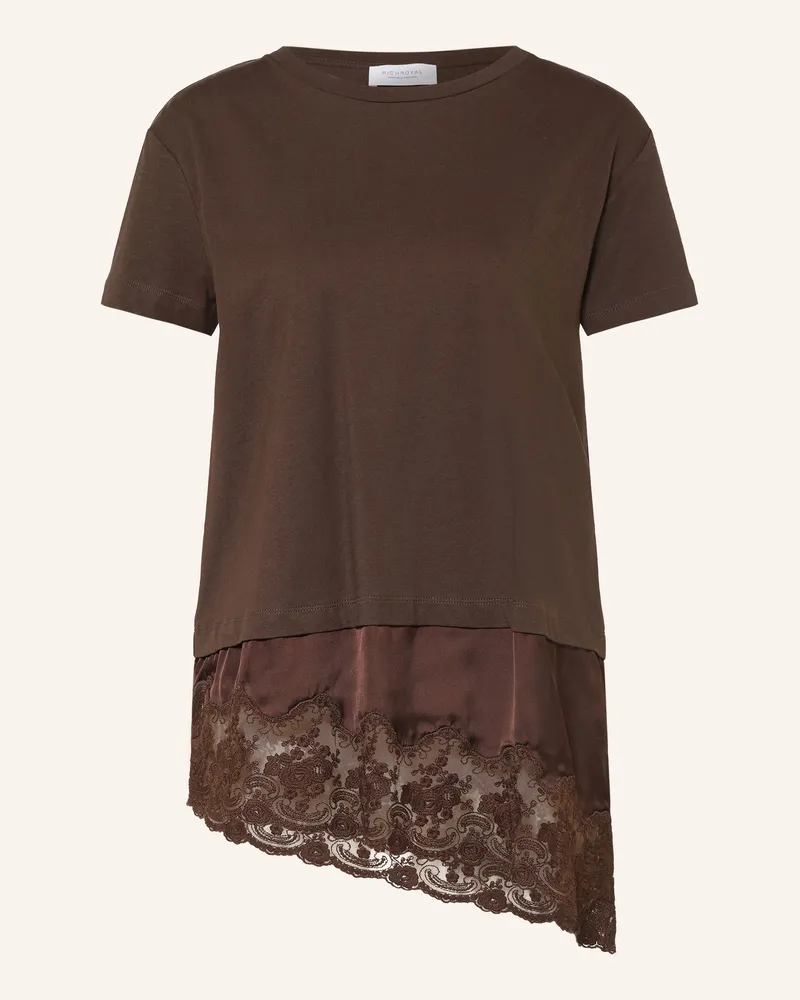 Rich&Royal T-Shirt Im Materialmix braun Dunkelbraun