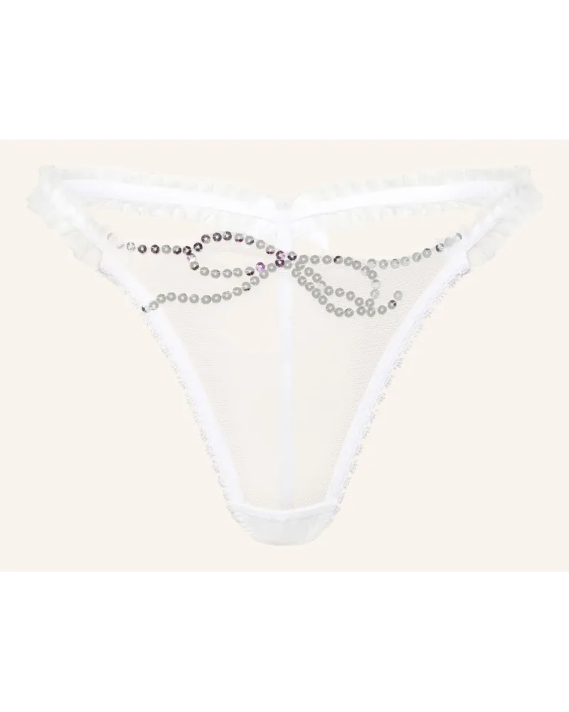 Agent Provocateur String MELLE mit Pailletten Weiss