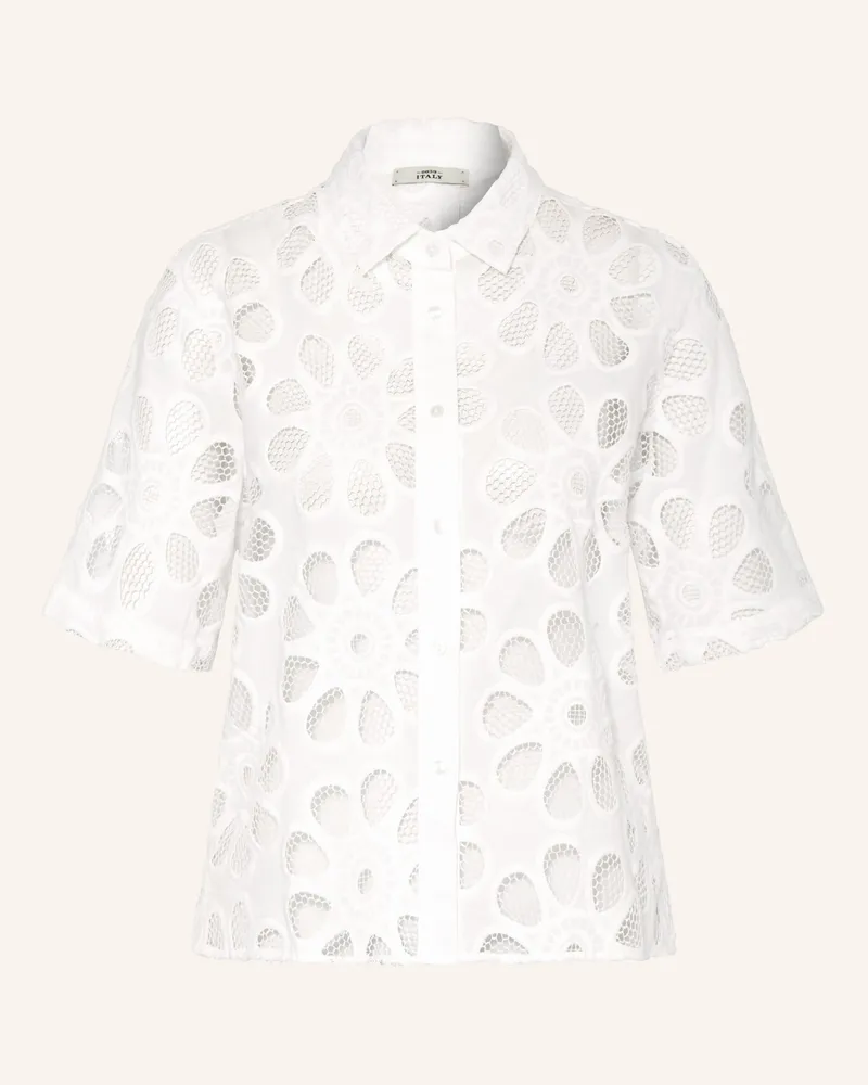 0039 Italy Hemdbluse Aus Lochspitze weiss Weiss