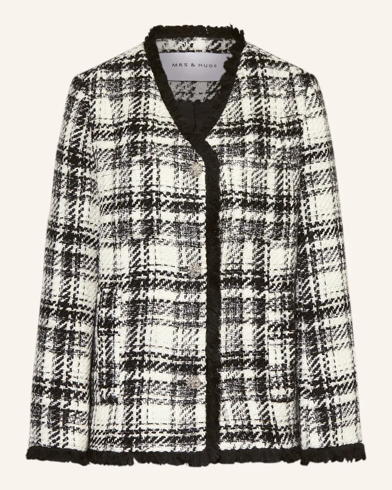Mrs & HUGS Tweed-Blazer mit Glitzergarn Weiss