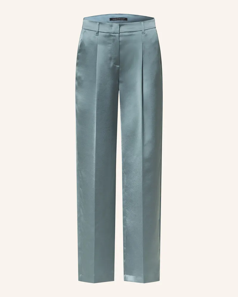 Luisa Cerano Marlenehose aus Satin Blaugrau