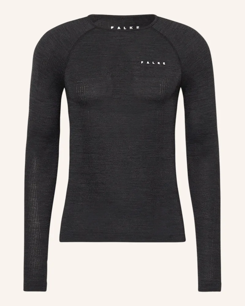 Falke Funktionswäsche-Shirt Wool-Tech Mit Merinowolle schwarz Schwarz