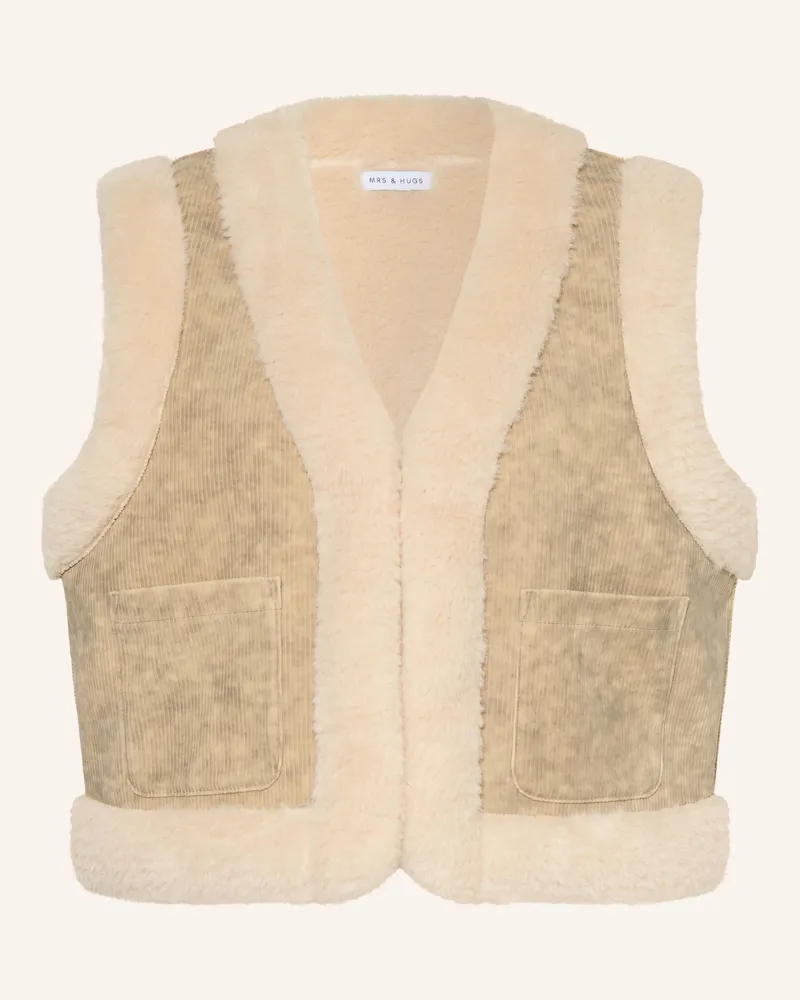Mrs & HUGS Kunstfell-Weste beige Taupe
