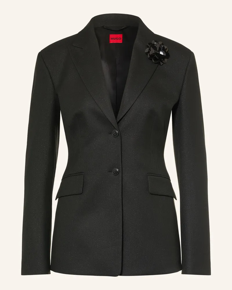 HUGO BOSS Blazer Asmalla Mit Glitzergarn schwarz Schwarz