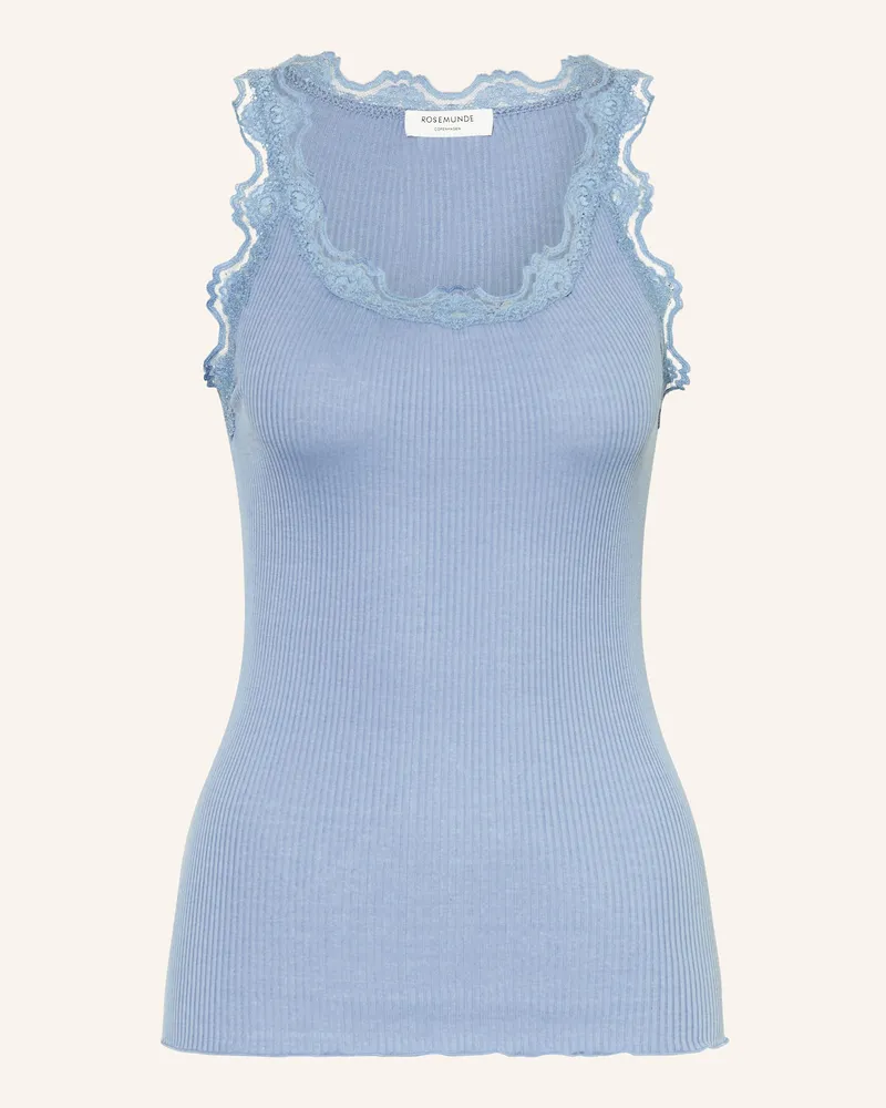Rosemunde Seidentop BABETTE mit Spitze Blau