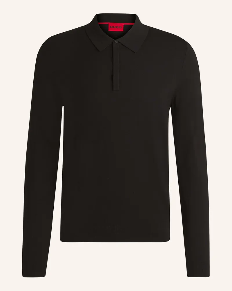 HUGO BOSS Strick-Poloshirt SAN PIPPO Slim Fit Schwarz