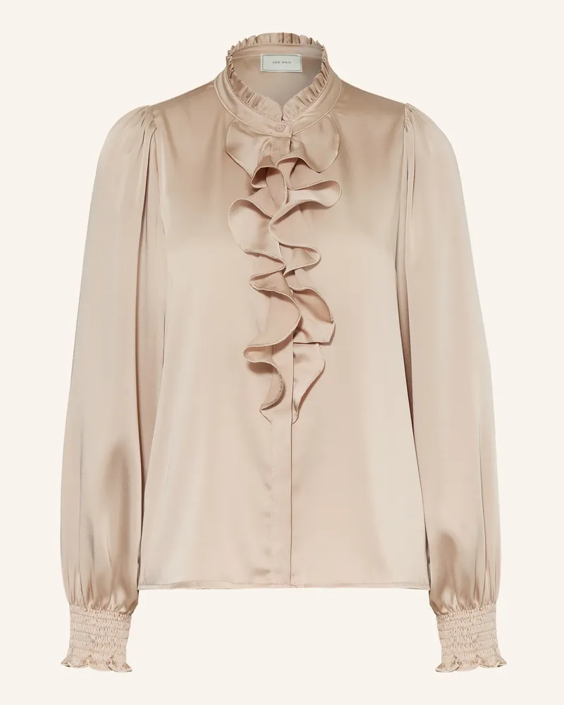 Neo Noir Satinbluse Zamola Mit Volants beige Hellbraun