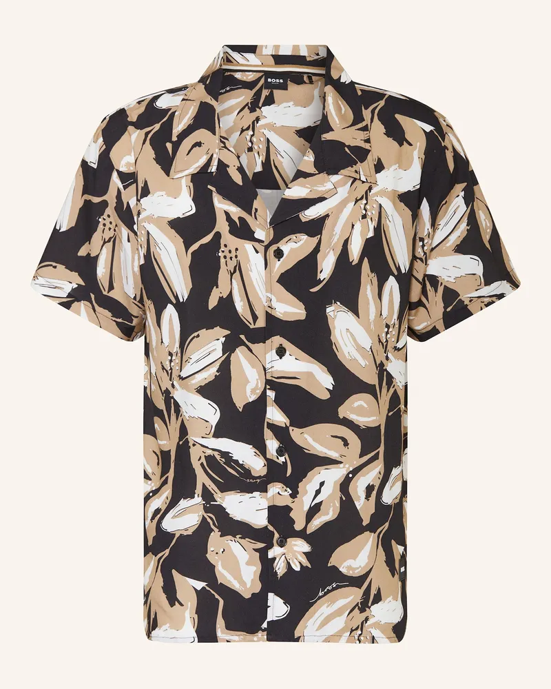 HUGO BOSS Resorthemd BEACH Comfort Fit Schwarz