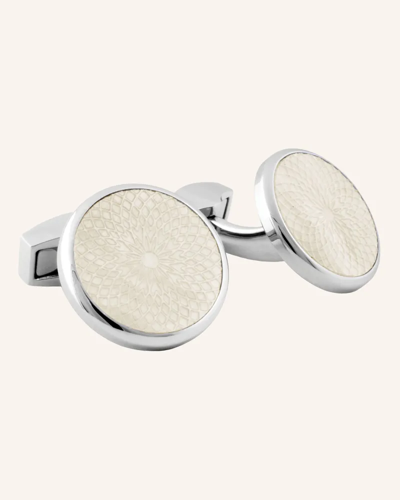 Tateossian Manschettenknöpfe ROTONDO GUILLOCHE Weiss