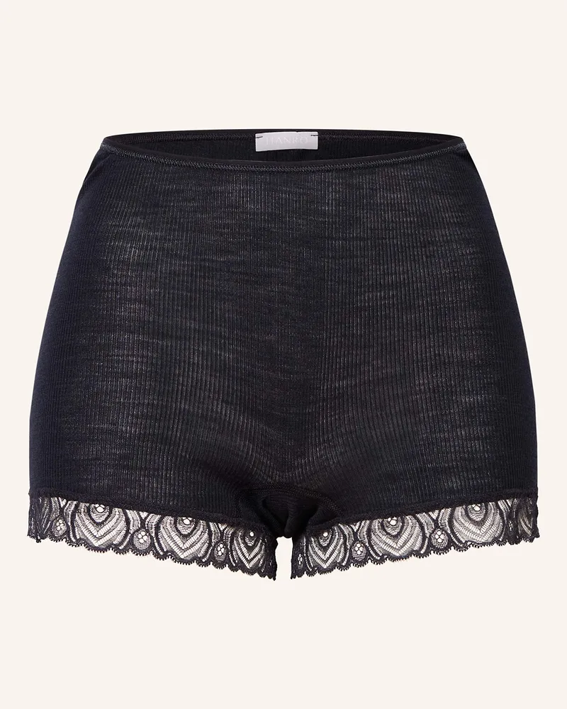 Hanro Panty WOOLEN LACE aus Merinowolle mit Spitze Schwarz