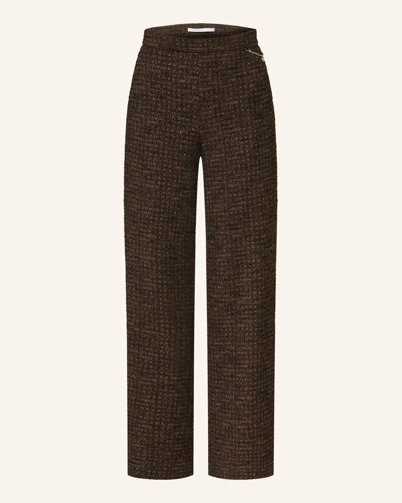 RAFFAELLO ROSSI  Marlenehose PALINA aus Bouclé mit Glitzergarn Dunkelbraun