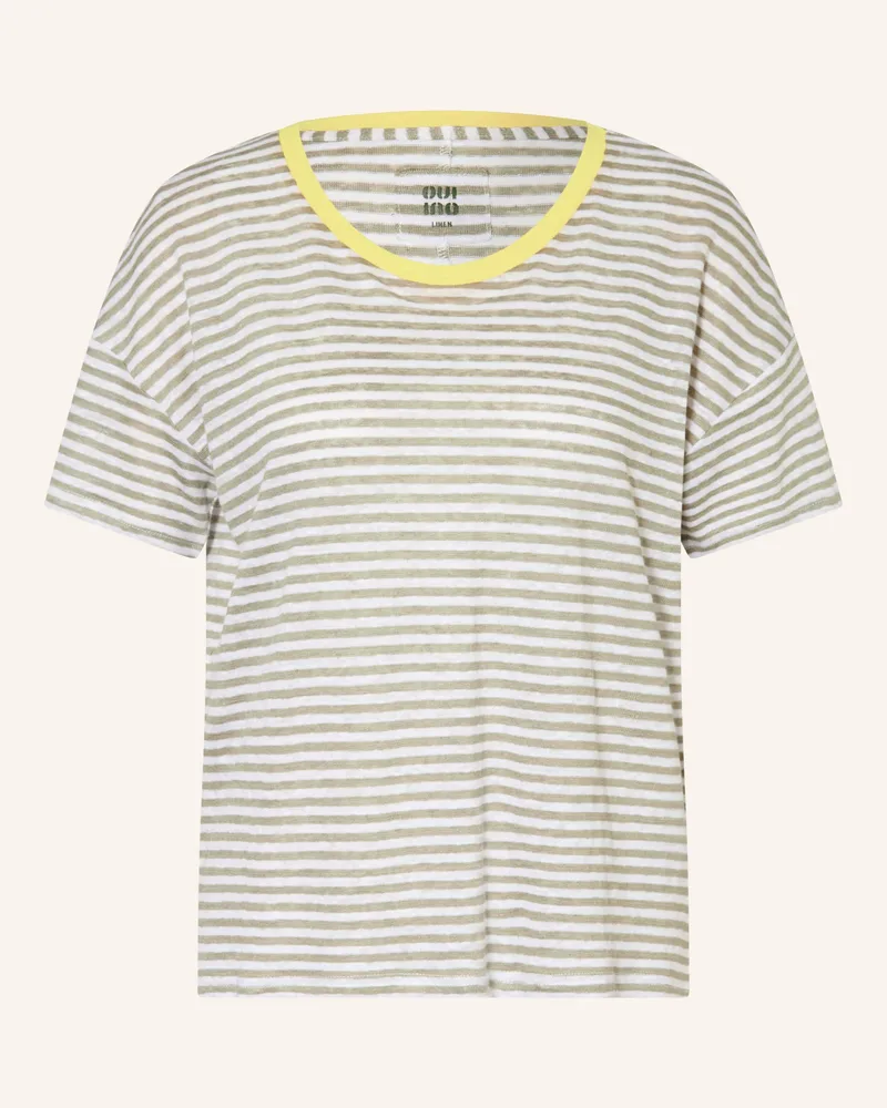 Oui  T-Shirt Aus Leinen weiss Creme