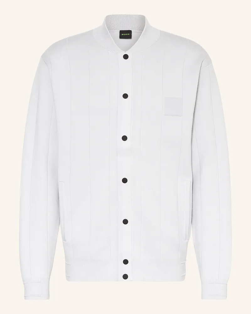 HUGO BOSS Strickjacke Hellgrau
