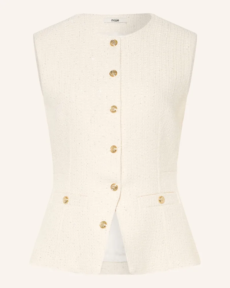Maje Blazerweste Aus Tweed Mit Pailletten weiss Ecru