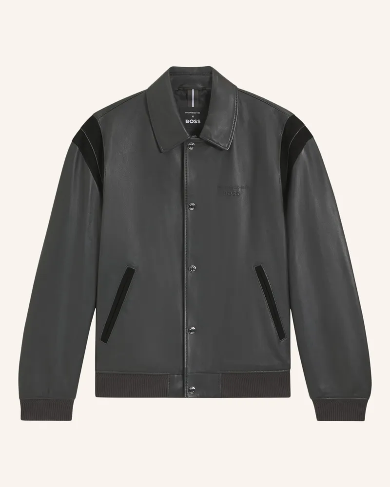 HUGO BOSS Lederjacke MEON_PS Regular Fit Schwarz