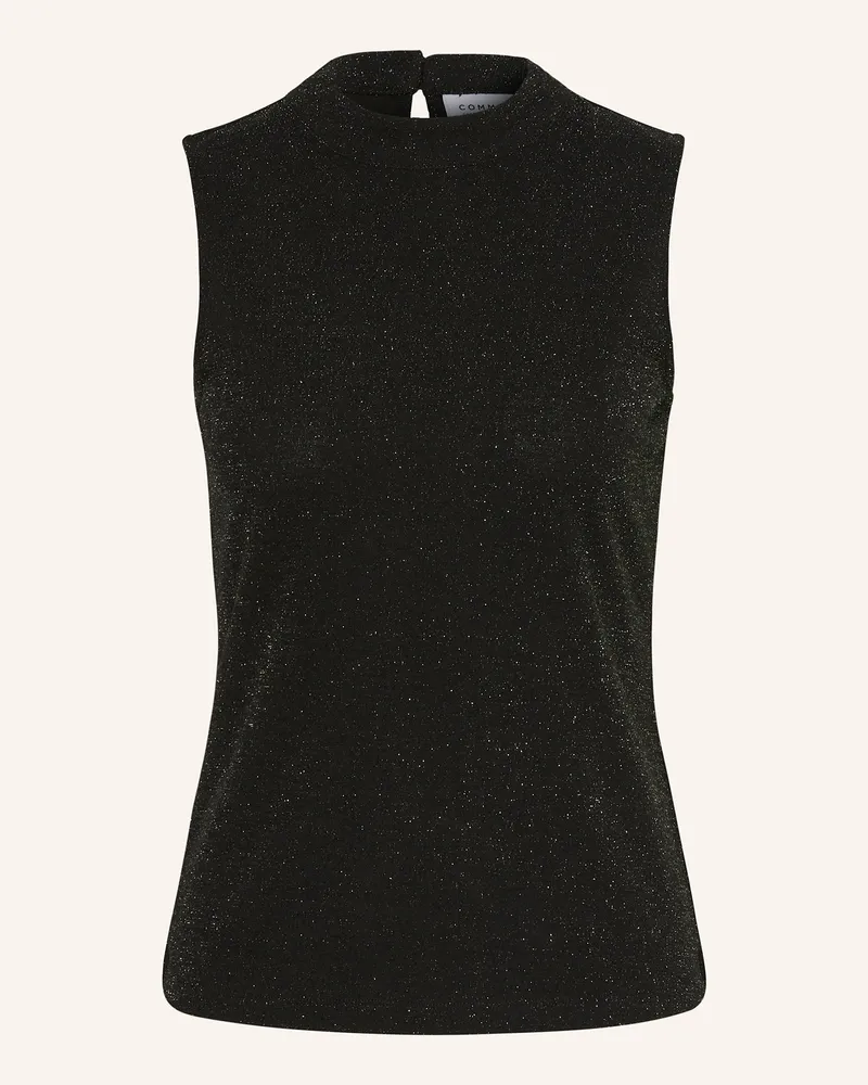 COMMA Top mit Glitzergarn Schwarz