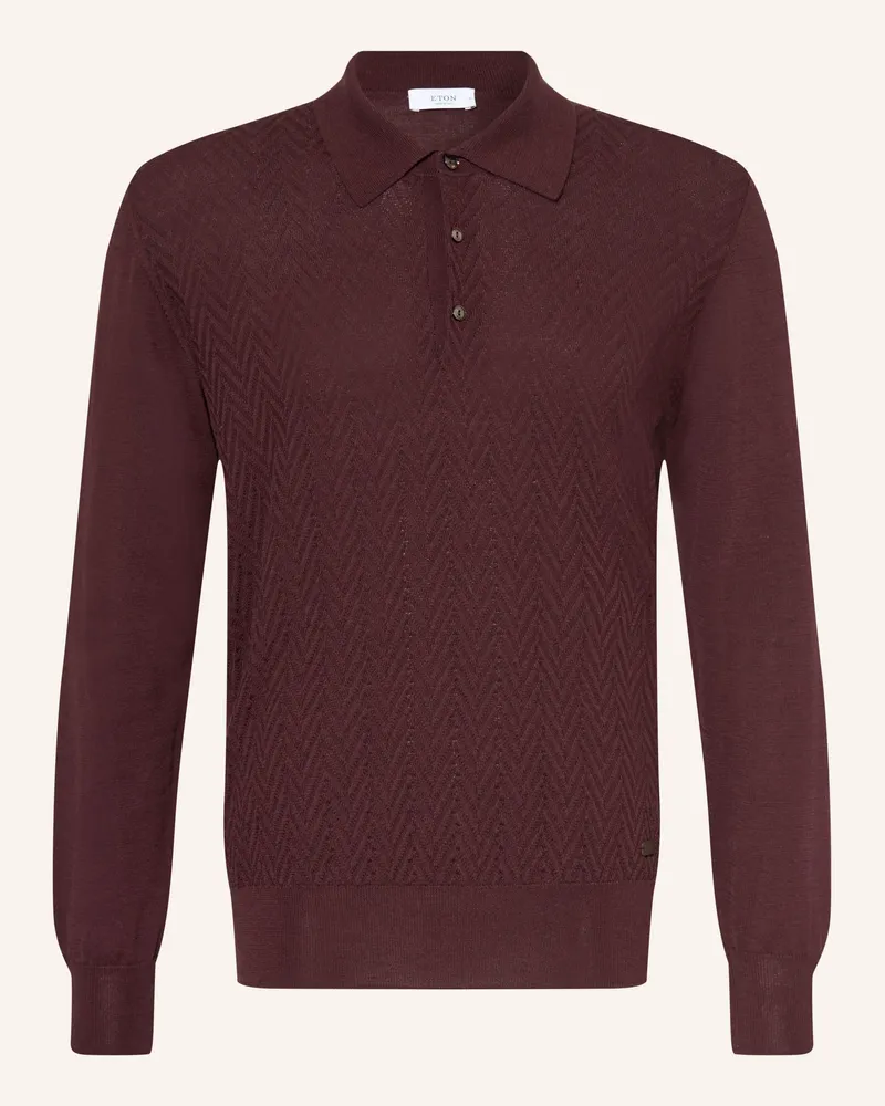 Eton Strick-Poloshirt rot Dunkelrot