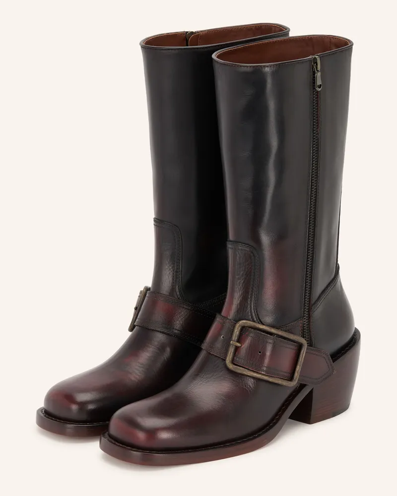 Dries van Noten Biker Boots braun Dunkelbraun
