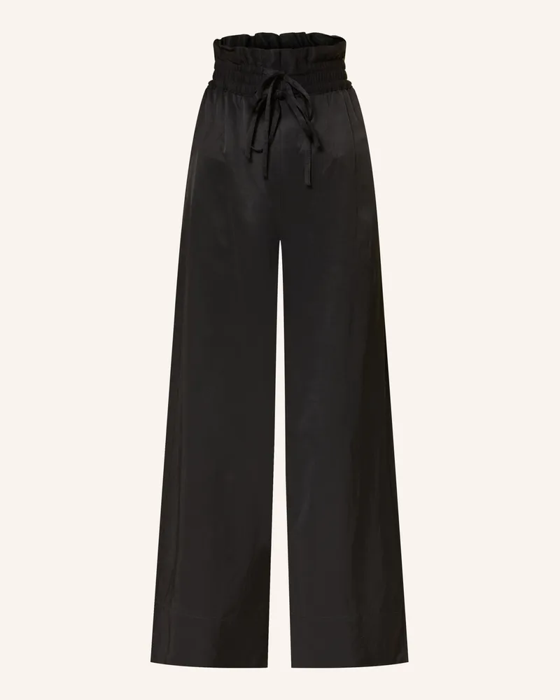 HUGO BOSS Paperbag-Hose TACOLA aus Satin Schwarz