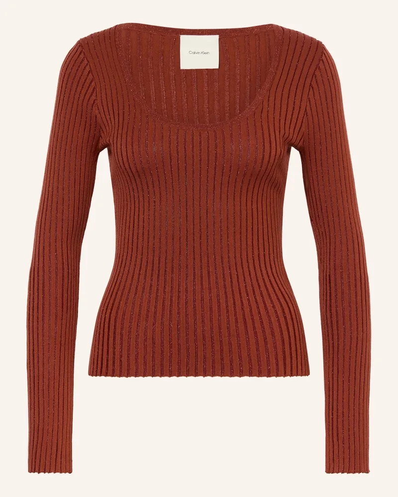 Calvin Klein Pullover Mit Glitzergarn rot Dunkelrot