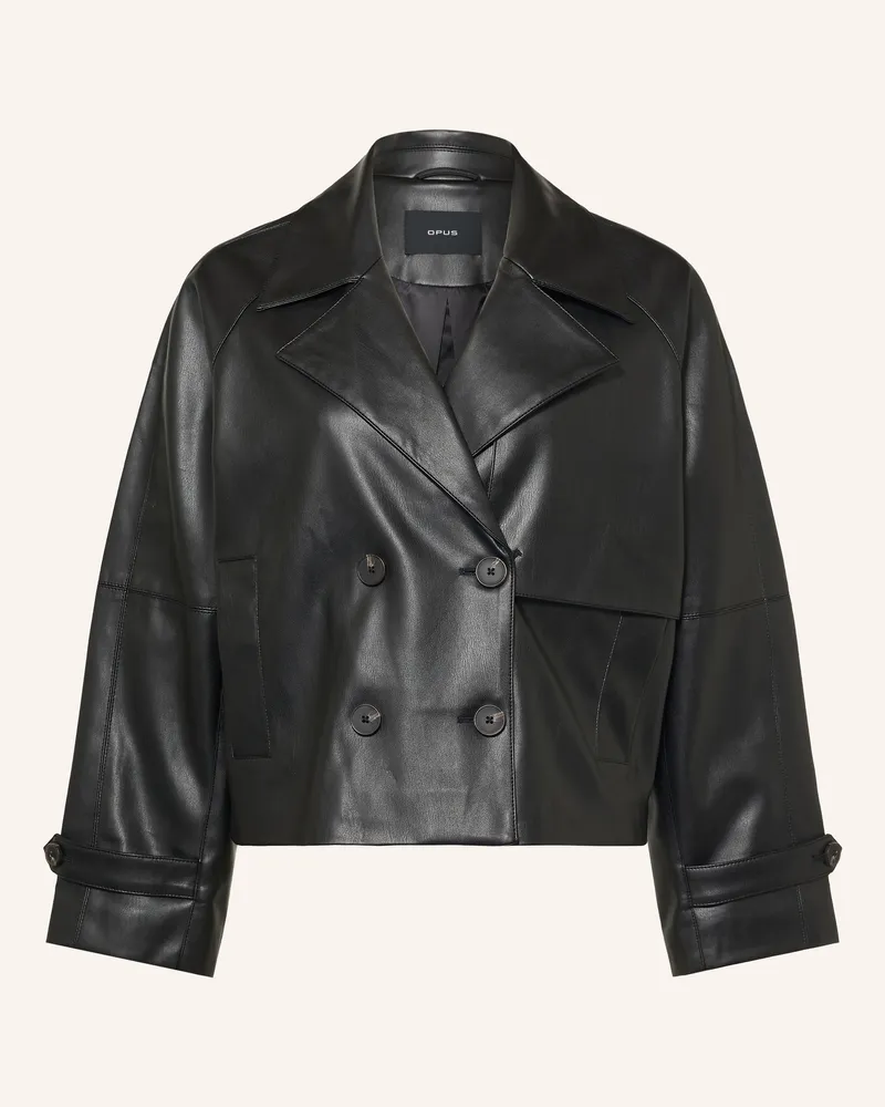 OPUS Cabanjacke Haleda In Lederoptik schwarz Schwarz