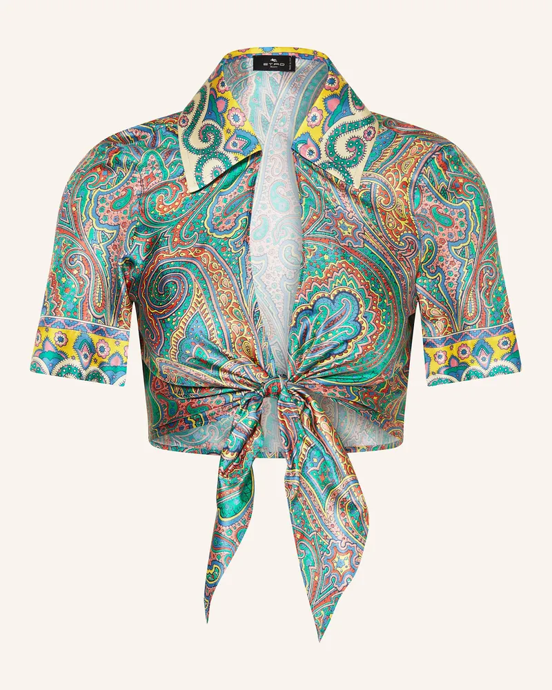 Etro Cropped-Bluse aus Seide Blau