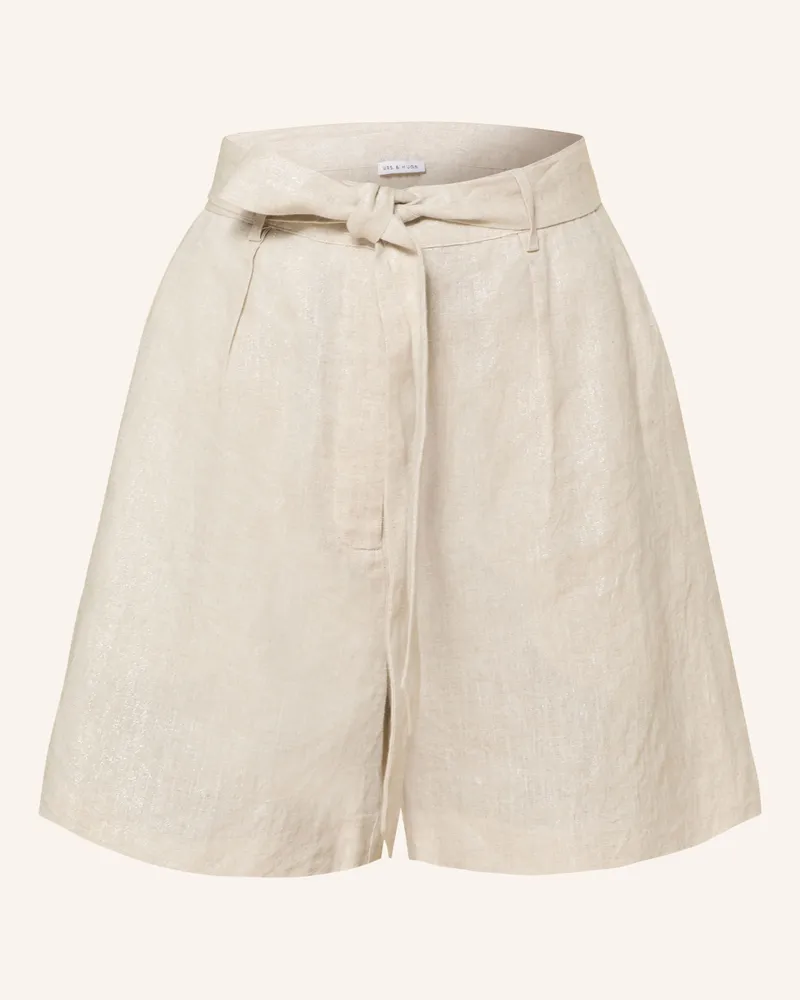 Mrs & HUGS Leinenshorts mit Glitzergarn Creme