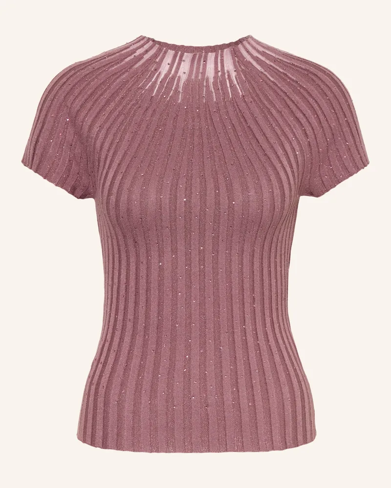 Guess Strickshirt Mit Schmucksteinen lila Altrosa