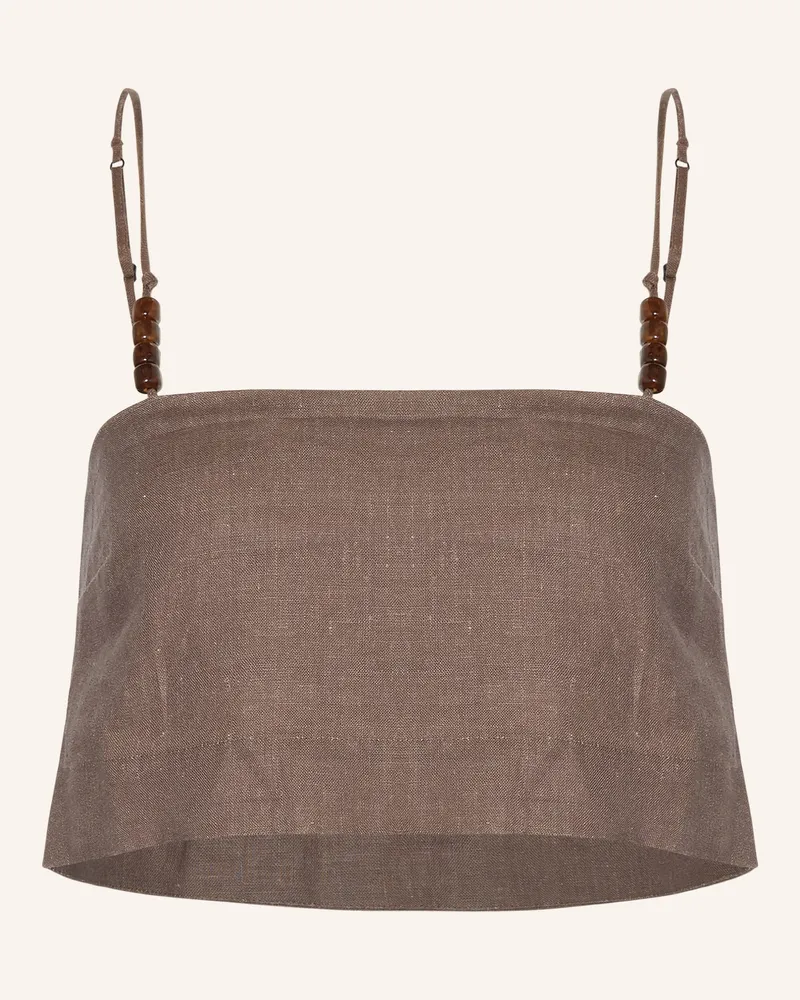 Faithfull The Brand Cropped-Top CHIANTI aus Leinen Dunkelbraun