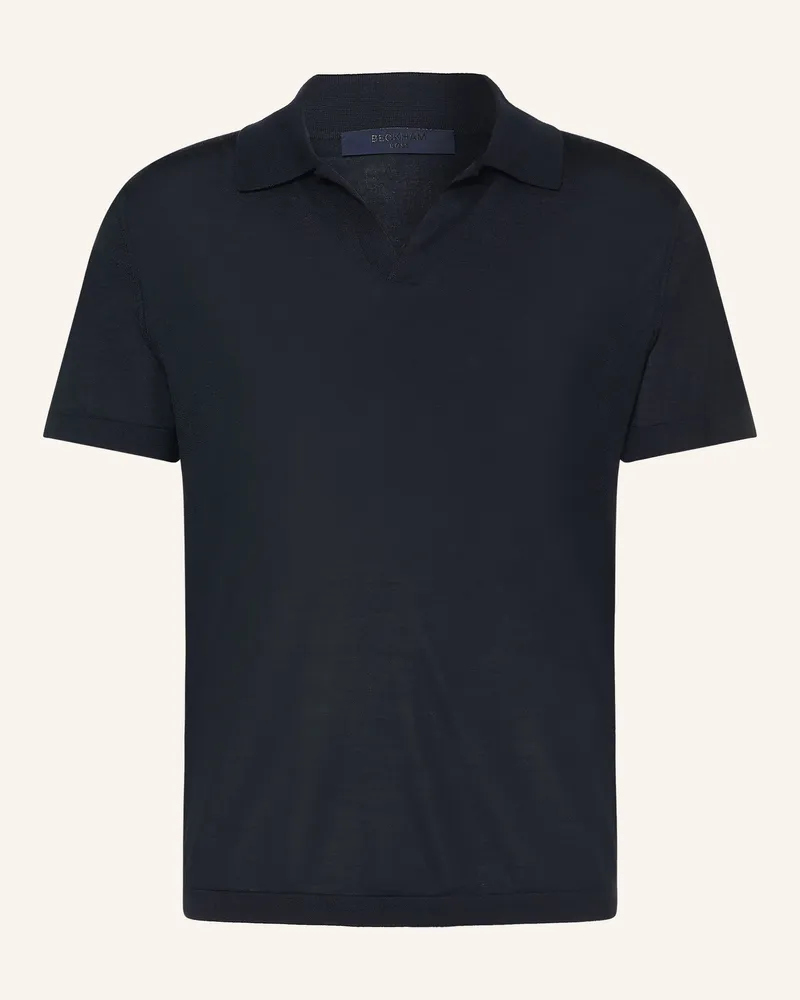 HUGO BOSS Strick-Poloshirt Niro Regular Fit blau Schwarz