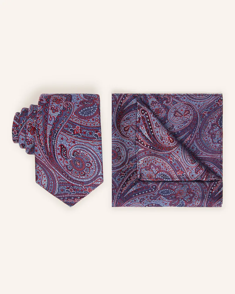 paul Set: Krawatte Und Einstecktuch rot Fuchsia