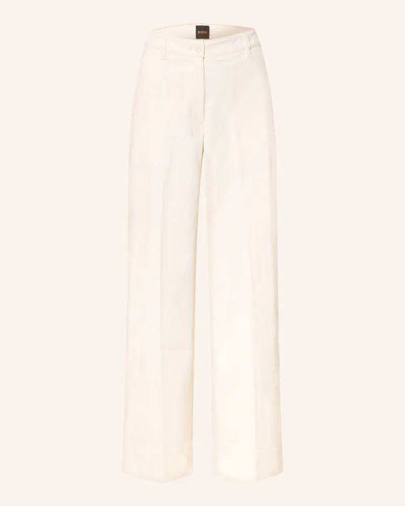 HUGO BOSS Marlenehose TACODI aus Cord Creme