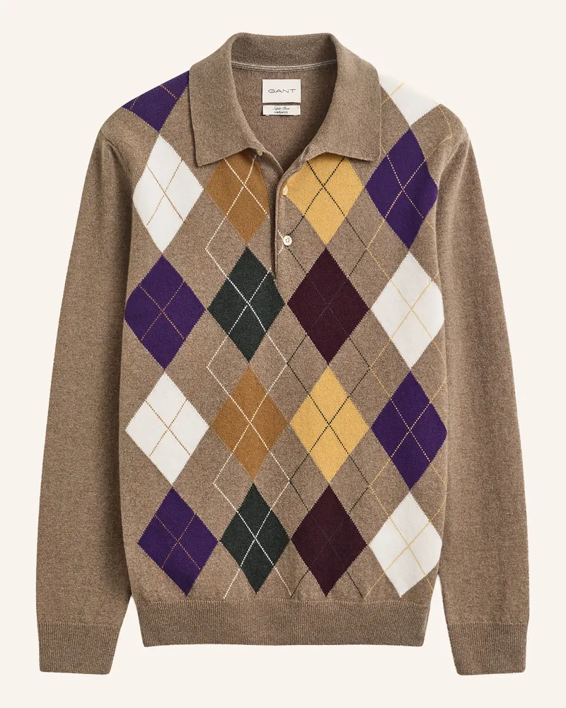Gant Strick-Poloshirt braun Taupe