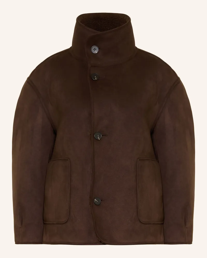 OPUS Teddyfell-Jacke Haella Zum Wenden braun Dunkelbraun