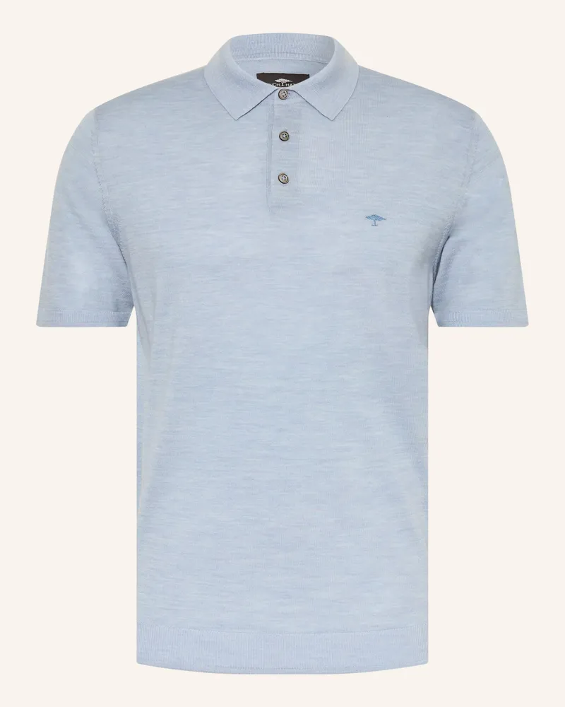 Fynch-Hatton Strick-Poloshirt blau Hellblau
