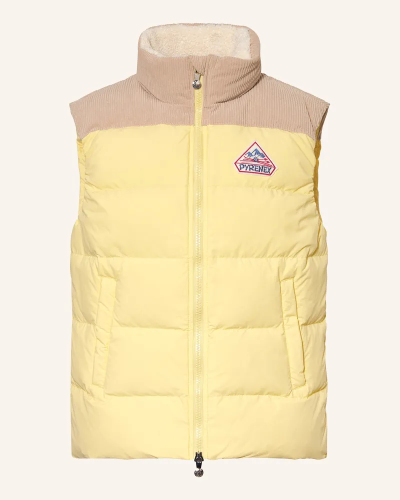 Pyrenex Daunenweste RETRO JOHN im Materialmix Hellgelb
