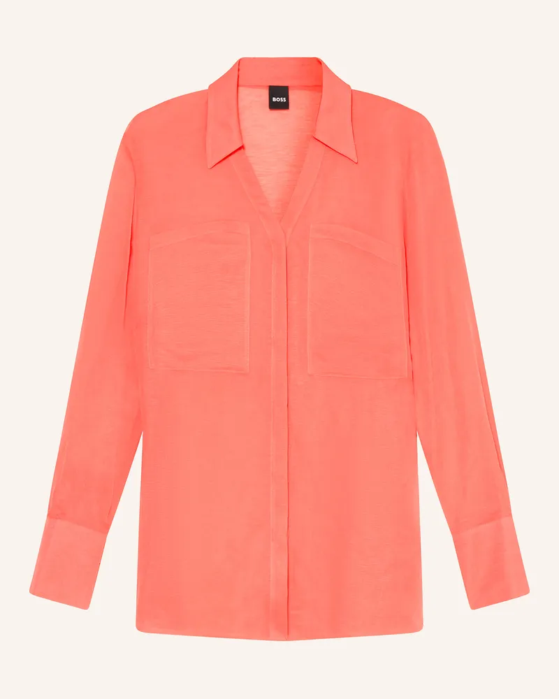 HUGO BOSS Bluse BOSALA mit Leinen Hellrot