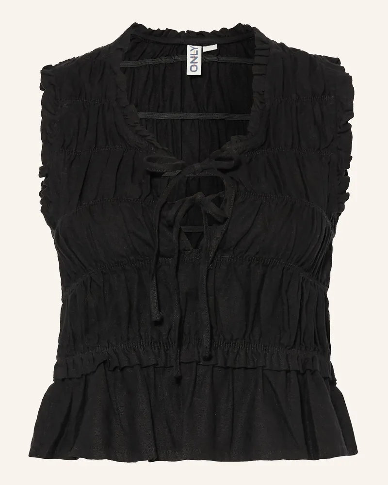 only Blusentop Mit Leinen schwarz Schwarz
