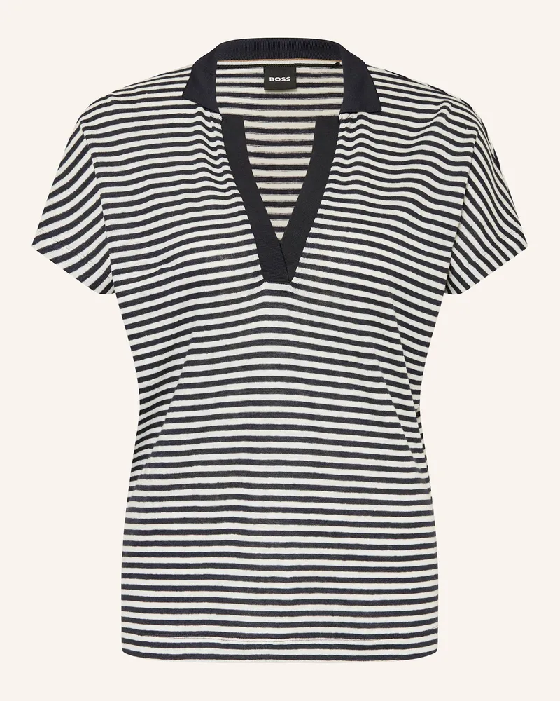 HUGO BOSS Strickshirt ENELINA aus Leinen Weiss