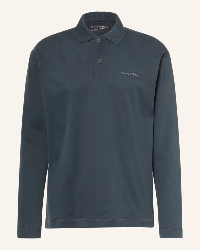 Marc O'Polo Jersey-Poloshirt Relaxed Fit grau Blaugrau