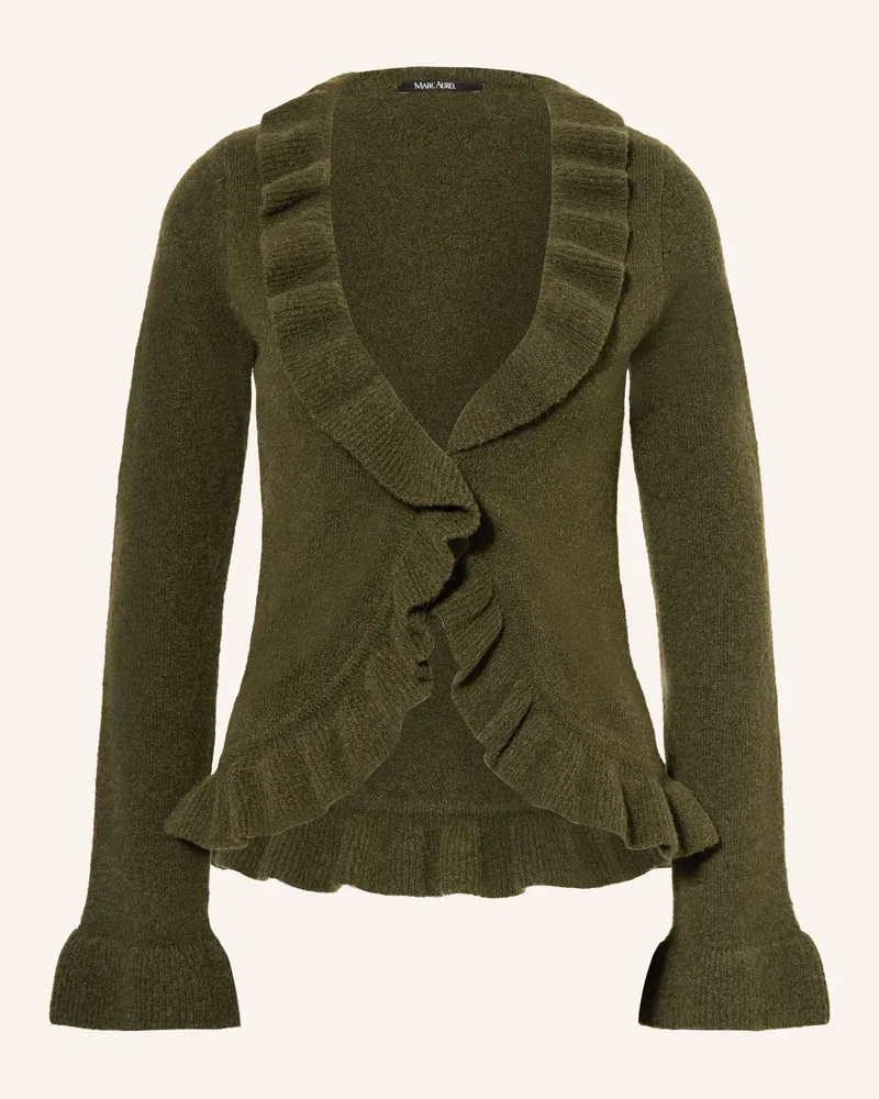MARC AUREL Strickjacke Mit Volants gruen Dunkelgrün