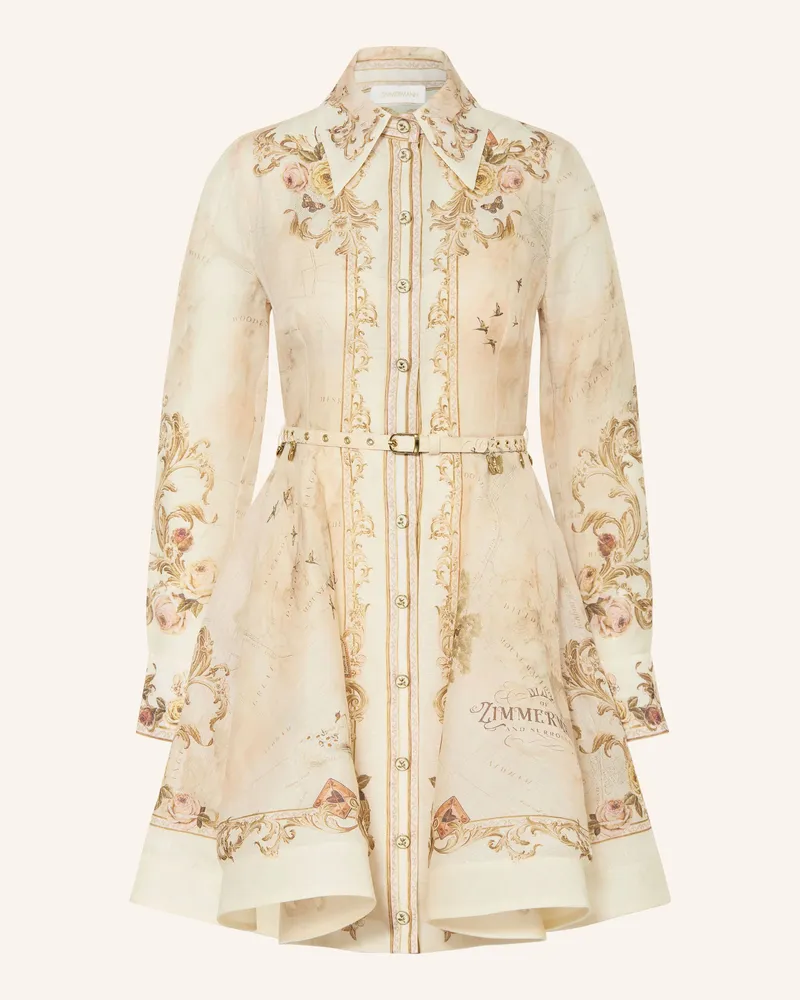 Zimmermann Cocktailkleid Mit Seide Und Leinen beige Mpr