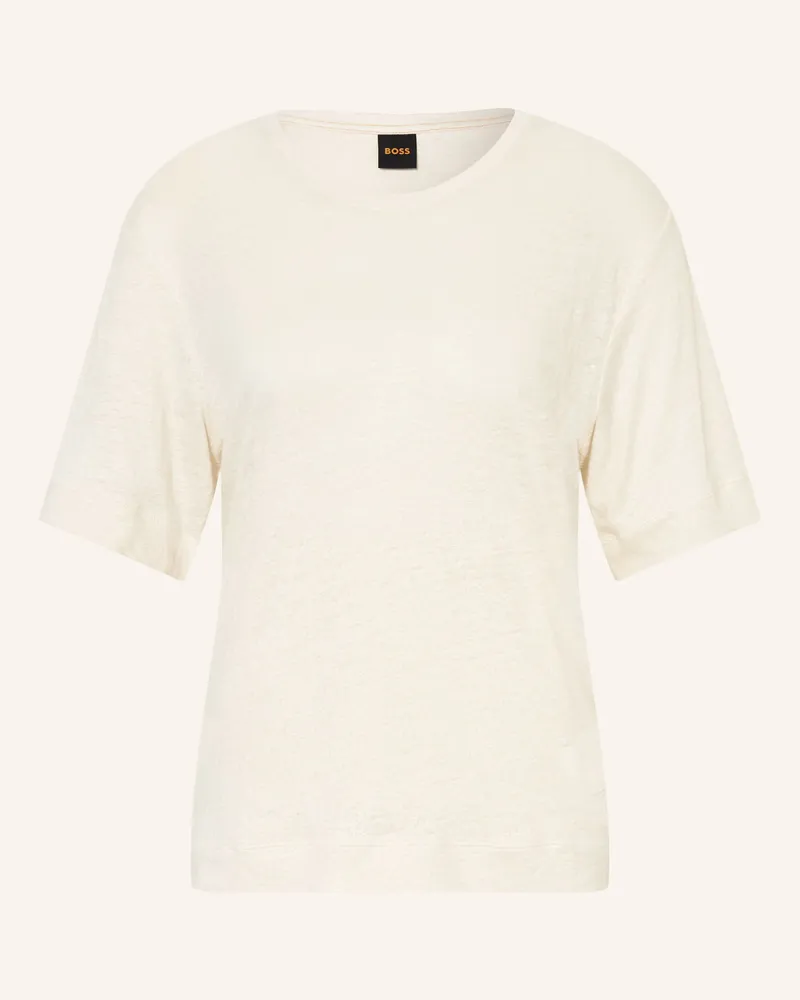 HUGO BOSS T-Shirt Emma Aus Leinen weiss Ecru