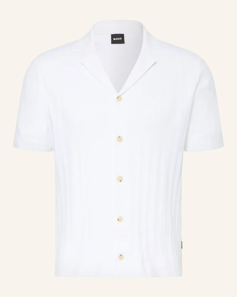 HUGO BOSS Strickhemd Neri Slim Fit weiss Weiss