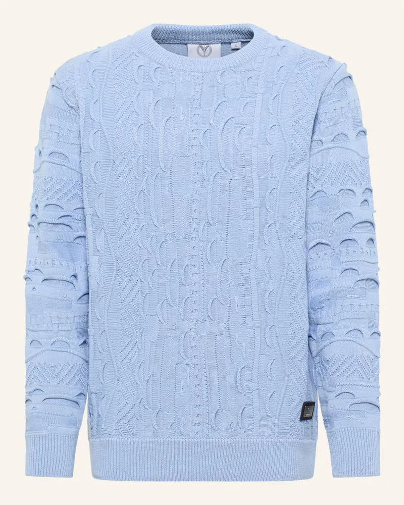 Carlo Colucci Unifarbener Strickpullover Esposini blau Hellblau