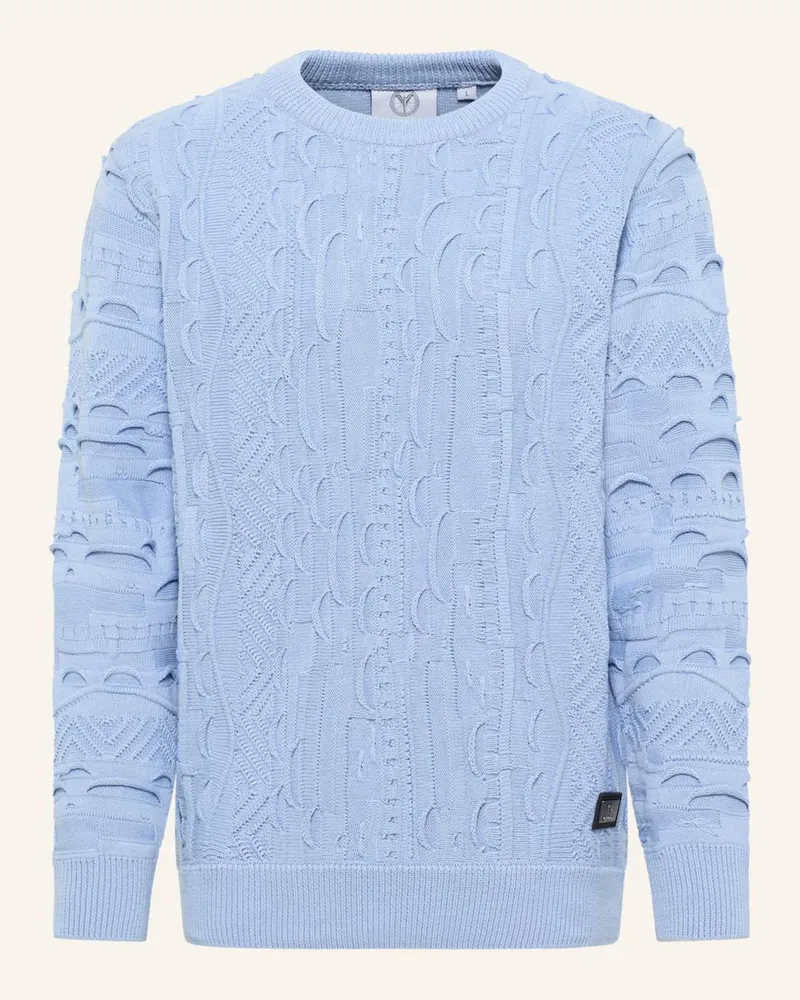 Carlo Colucci Unifarbener Strickpullover Esposini blau Hellblau
